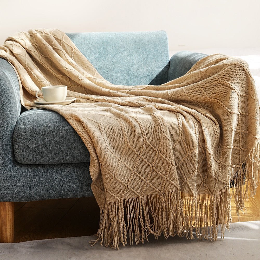 Gebreide Deken in Scandinavische Stijl – Zachte Woondeken Voor Bank of Bed