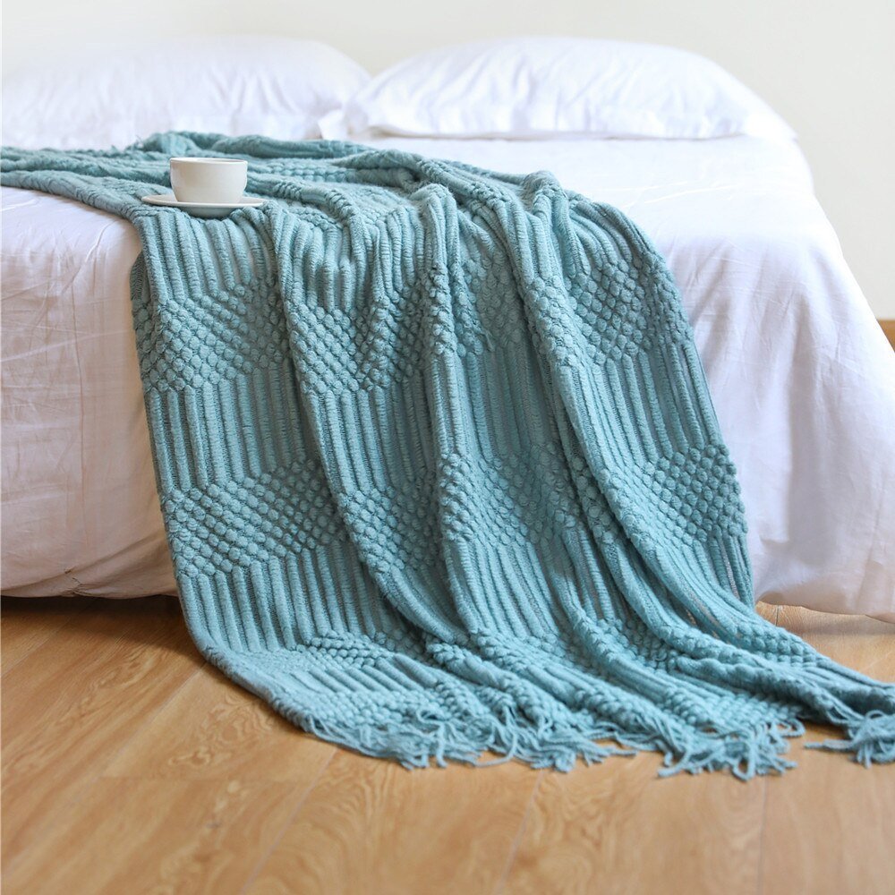 Gebreide Deken in Scandinavische Stijl – Zachte Woondeken Voor Bank of Bed