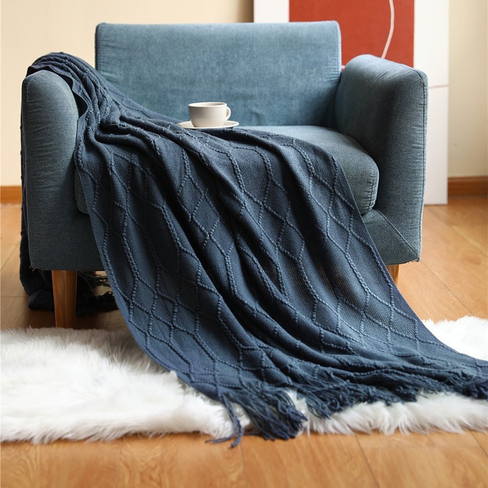 Gebreide Deken in Scandinavische Stijl – Zachte Woondeken Voor Bank of Bed