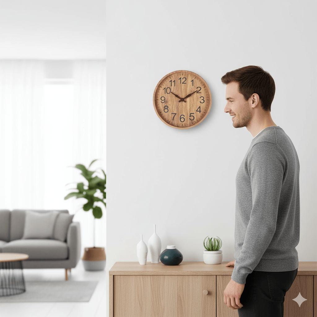 Stille Houten Wandklok Met Natuurlijke En Moderne Uitstraling