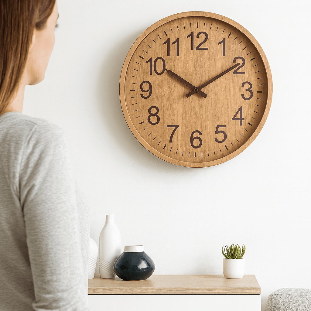 Stille Houten Wandklok Met Natuurlijke En Moderne Uitstraling