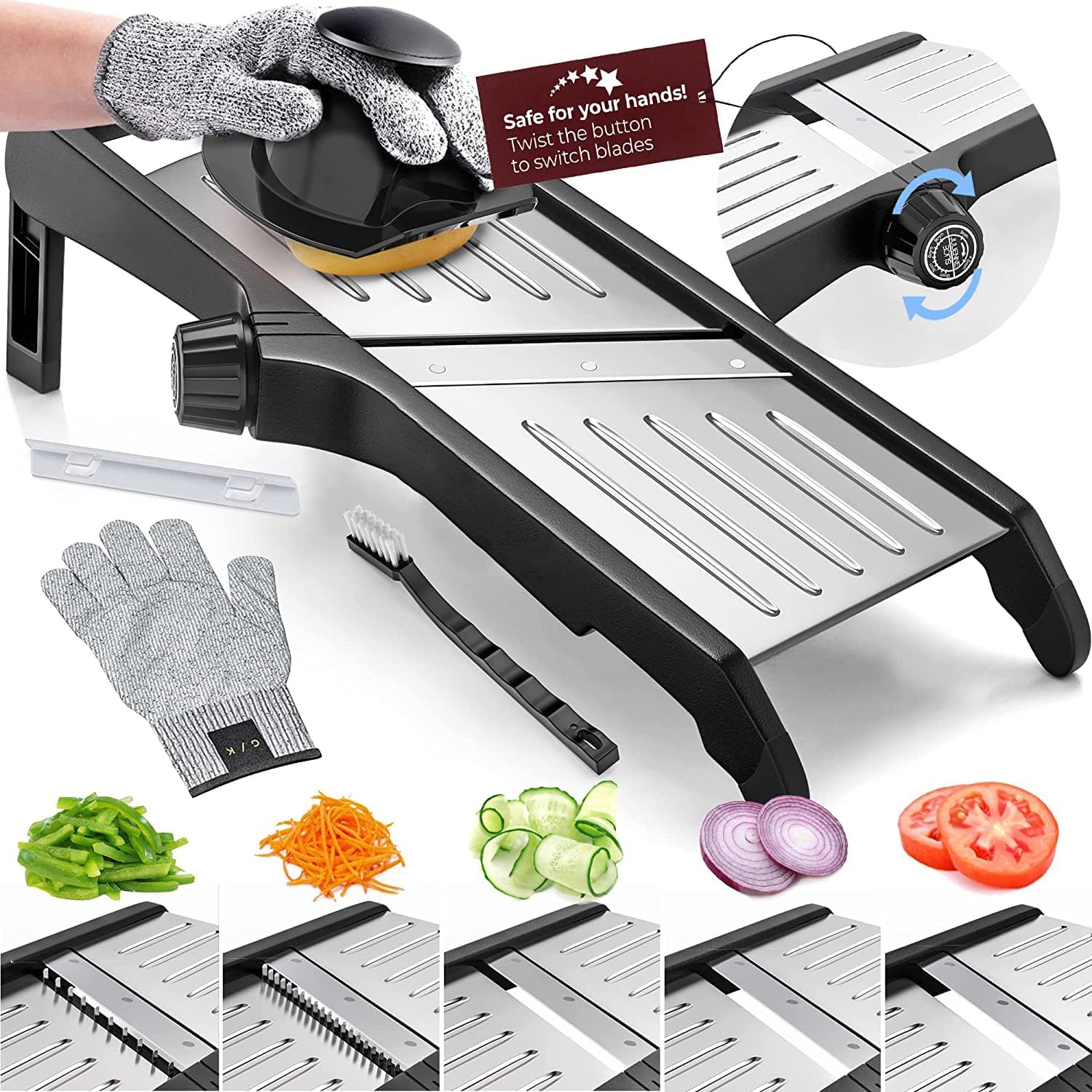 Premium Mandoline Groentesnijder | Veilig & Snel Snijden