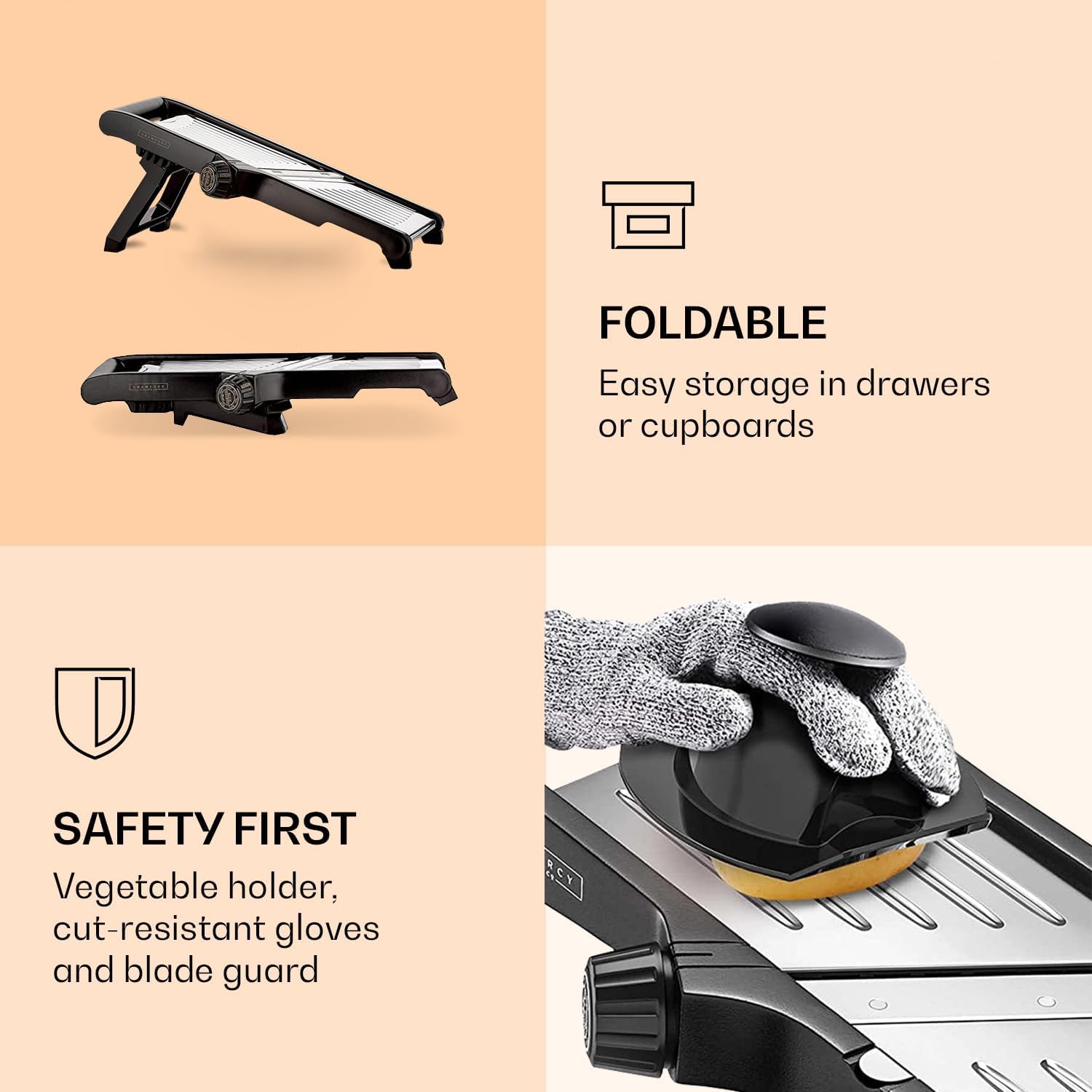 Premium Mandoline Groentesnijder | Veilig & Snel Snijden