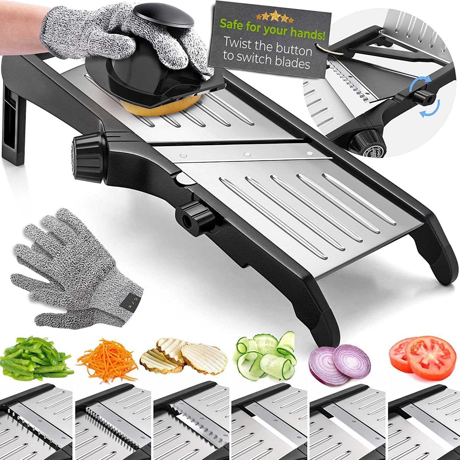 Premium Mandoline Groentesnijder | Veilig & Snel Snijden