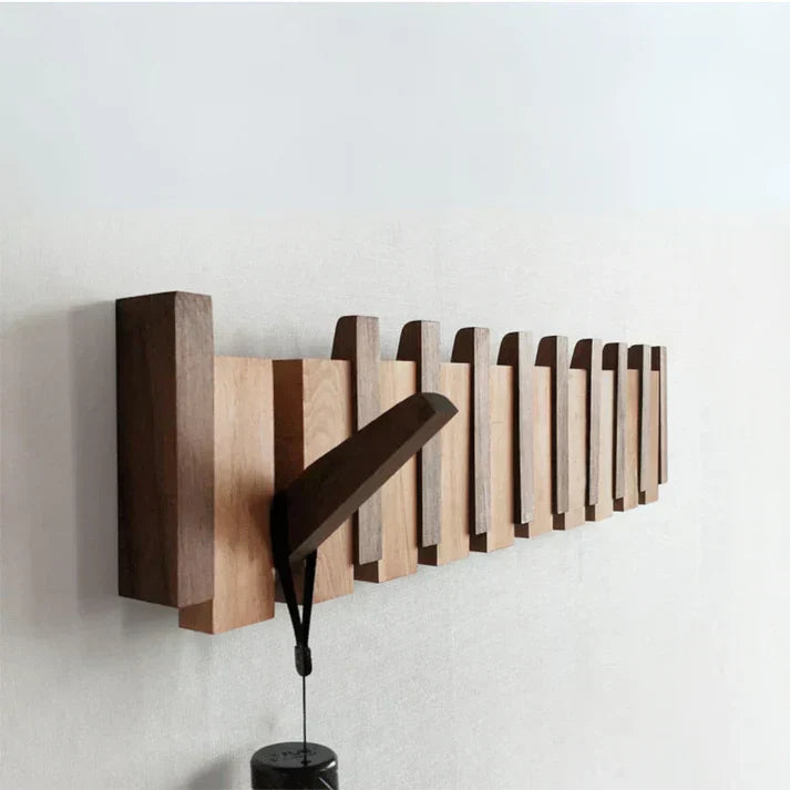 Houten Piano Design Kapstok Met Inklapbare Haken En Scandinavisch Design Voor Een Luxe Entree