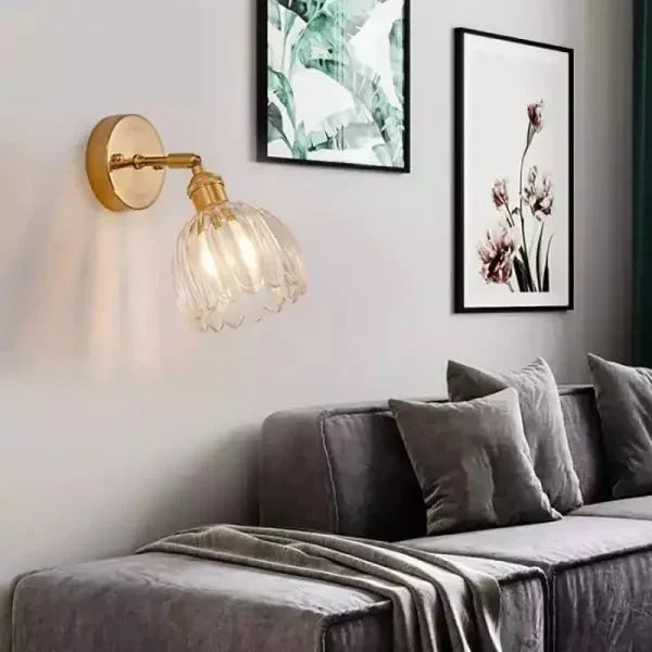 Retro Tulp Bloemenknop Wandlamp van Glas - Vintage Charme voor een Tijdloze Sfeer