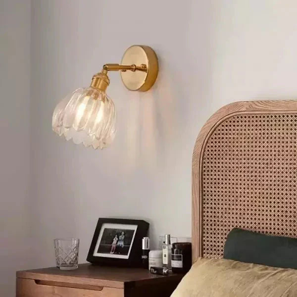 Retro Tulp Bloemenknop Wandlamp van Glas - Vintage Charme voor een Tijdloze Sfeer
