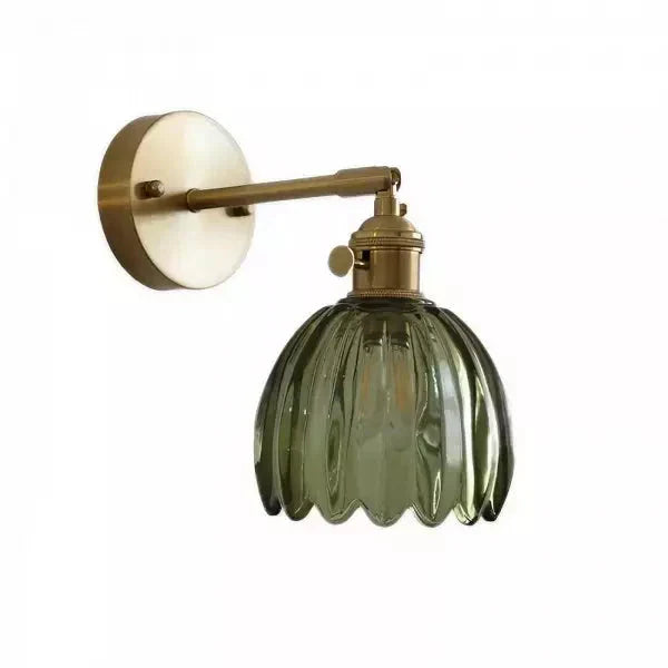 Retro Tulp Bloemenknop Wandlamp van Glas - Vintage Charme voor een Tijdloze Sfeer