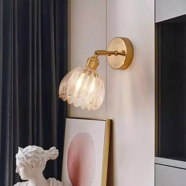Retro Tulp Bloemenknop Wandlamp van Glas - Vintage Charme voor een Tijdloze Sfeer