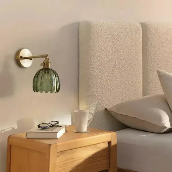 Retro Tulp Bloemenknop Wandlamp van Glas - Vintage Charme voor een Tijdloze Sfeer