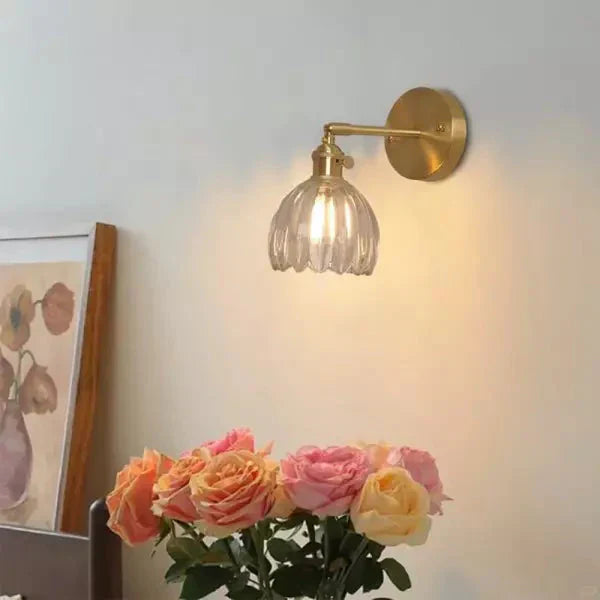 Retro Tulp Bloemenknop Wandlamp van Glas - Vintage Charme voor een Tijdloze Sfeer