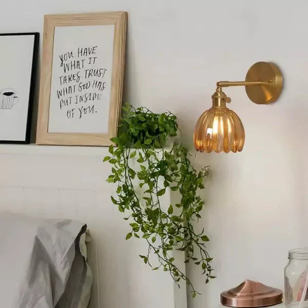 Retro Tulp Bloemenknop Wandlamp van Glas - Vintage Charme voor een Tijdloze Sfeer