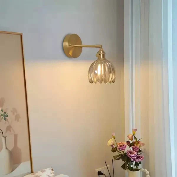 Retro Tulp Bloemenknop Wandlamp van Glas - Vintage Charme voor een Tijdloze Sfeer
