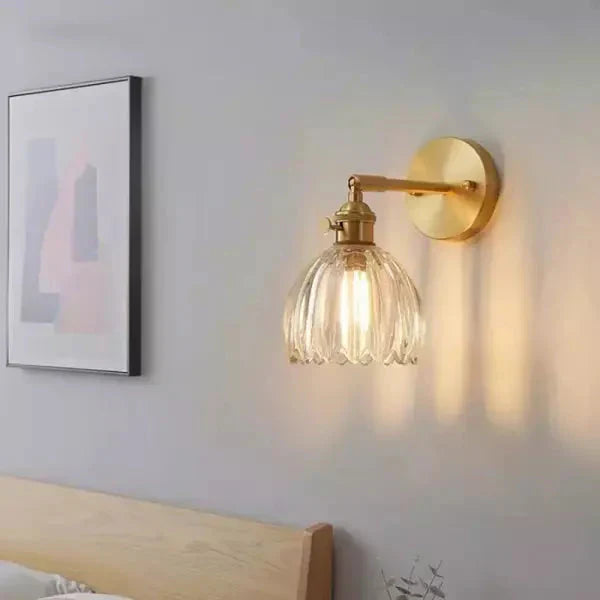 Retro Tulp Bloemenknop Wandlamp van Glas - Vintage Charme voor een Tijdloze Sfeer