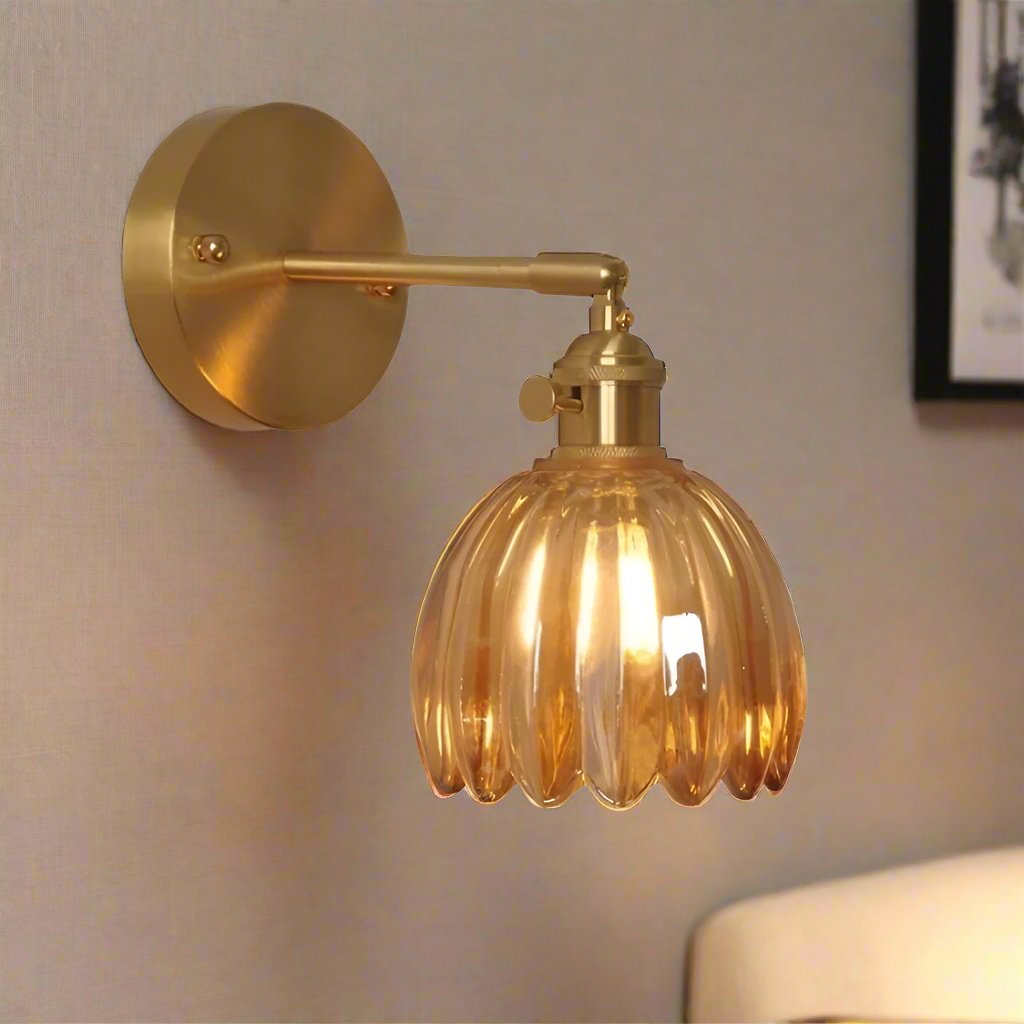 Retro Tulp Bloemenknop Wandlamp van Glas - Vintage Charme voor een Tijdloze Sfeer