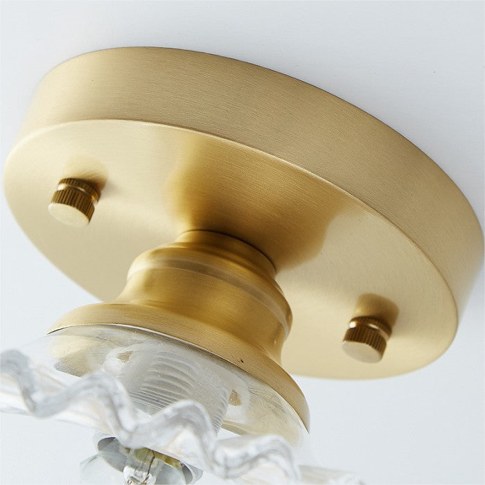 Vintage Geribbelde Plafondlamp - Glazen Plafondlamp Met Bloemmotief