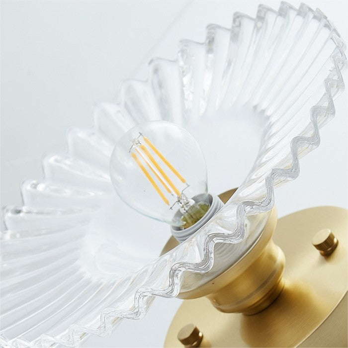 Vintage Geribbelde Plafondlamp - Glazen Plafondlamp Met Bloemmotief